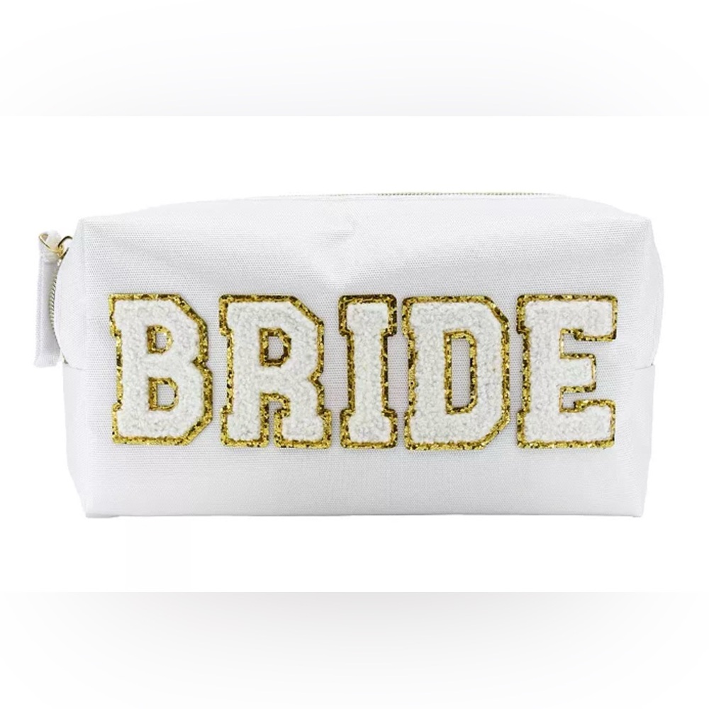 'BRIDE' Cosmetic Bag with Gold Accents NEW